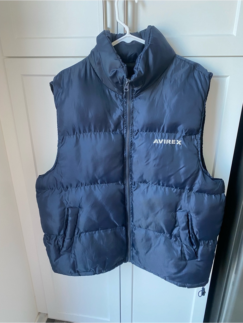 AVIREX men’s sleeveless puffer navy zip up blue jacket weatherproof XL